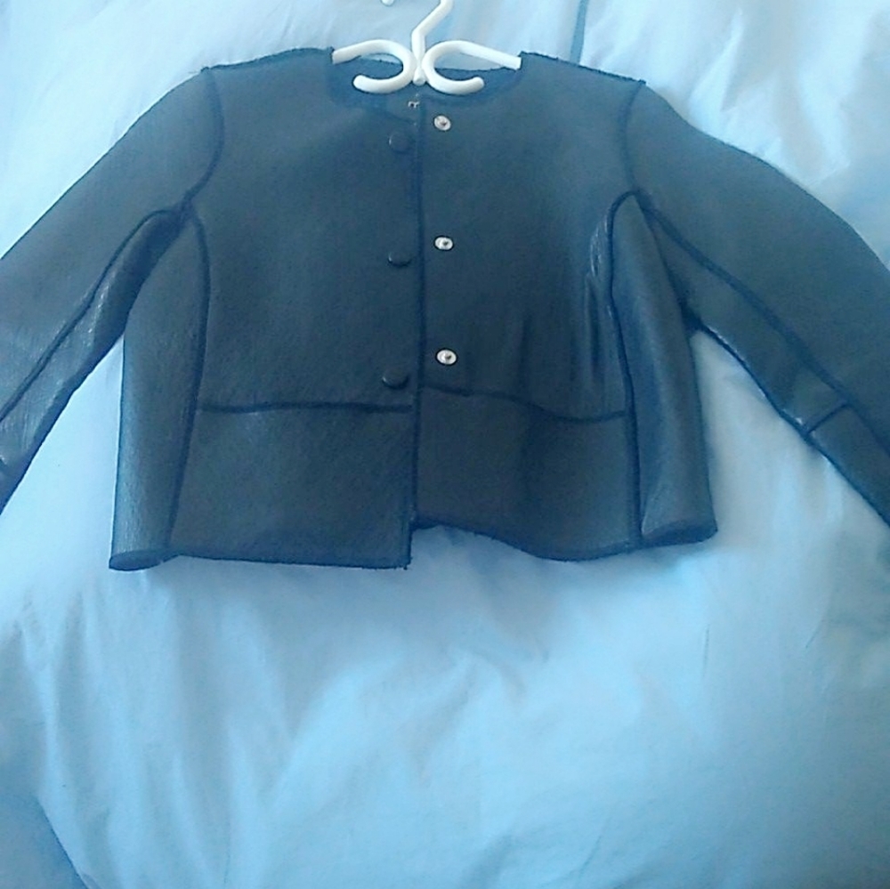 Maje black leather jacket (size 36 FR)